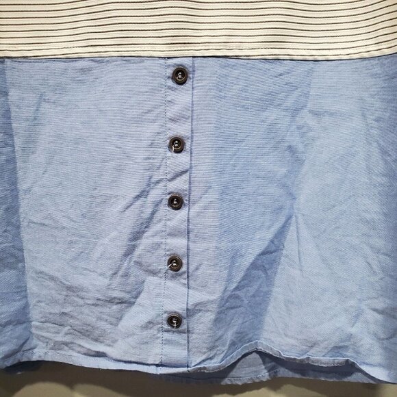 Doe & Rae Women's Short Flutter Sleeve Round Neck Striped Color Block Dress Sz L - Picture 10 of 13